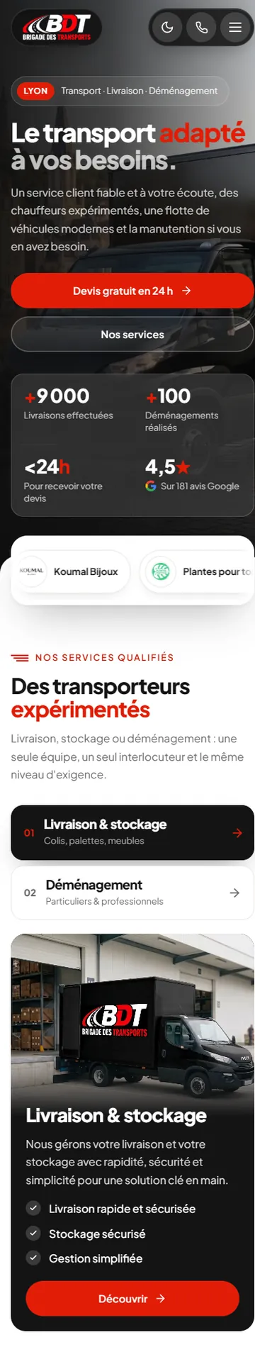 Brigade des Transports — refonte de site web par THRPUB, affichage mobile