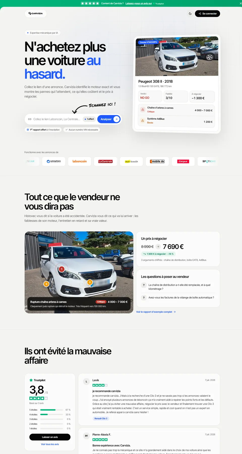 CARVIZIA — création d'application web par THRPUB, page d'accueil