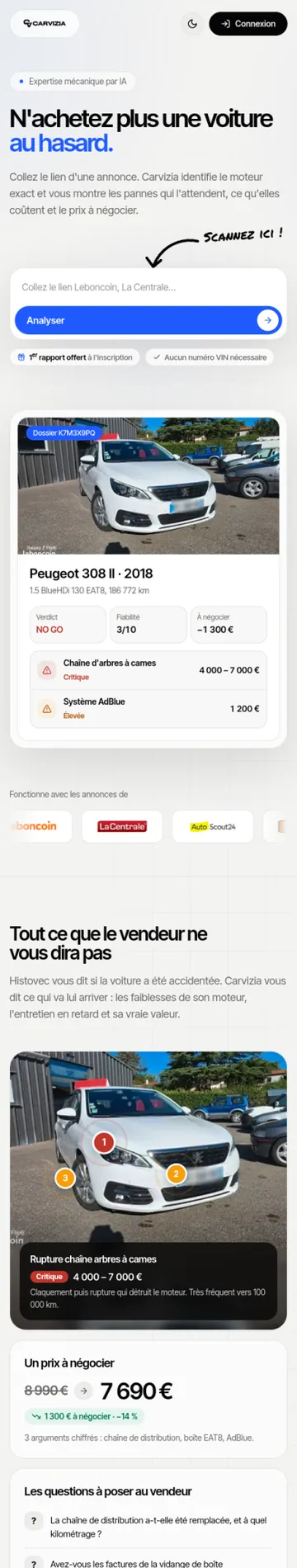 CARVIZIA — création d'application web par THRPUB, affichage mobile