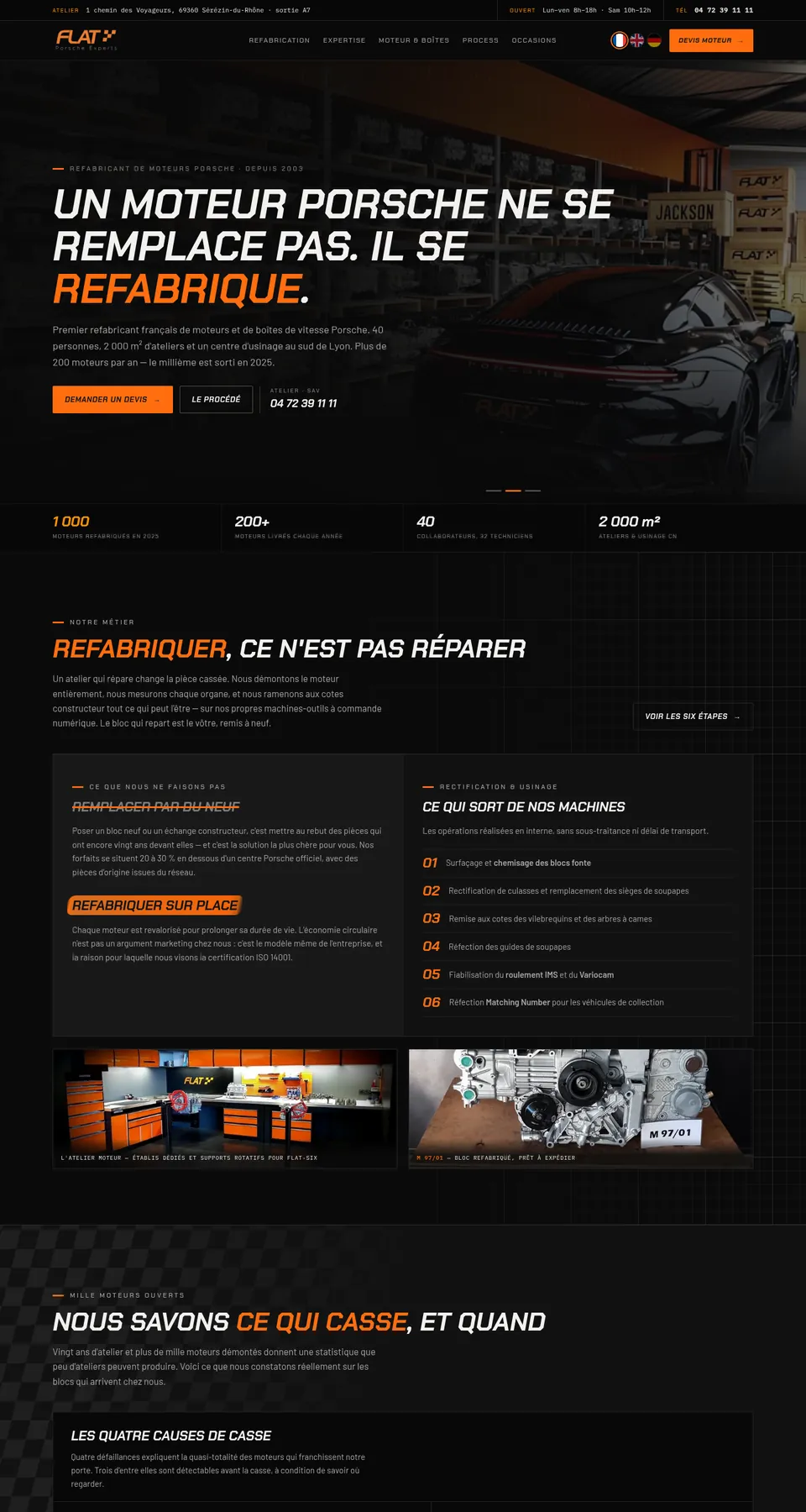 FLAT Porsche Experts — maquette de refonte par THRPUB, page d'accueil