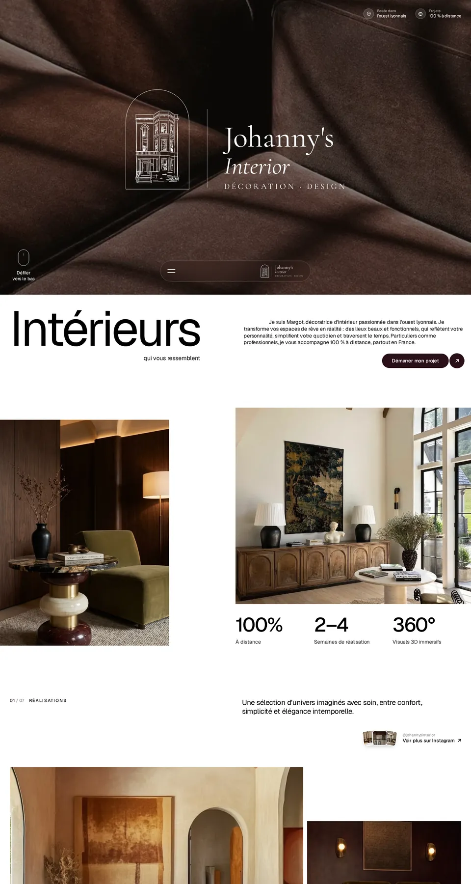 Johanny's Interior — refonte sur-mesure par THRPUB, page d'accueil