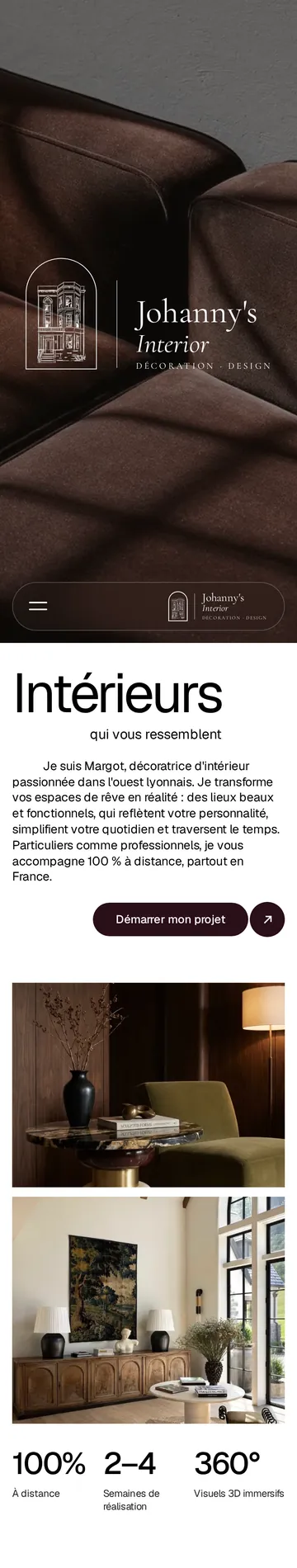 Johanny's Interior — refonte sur-mesure par THRPUB, affichage mobile