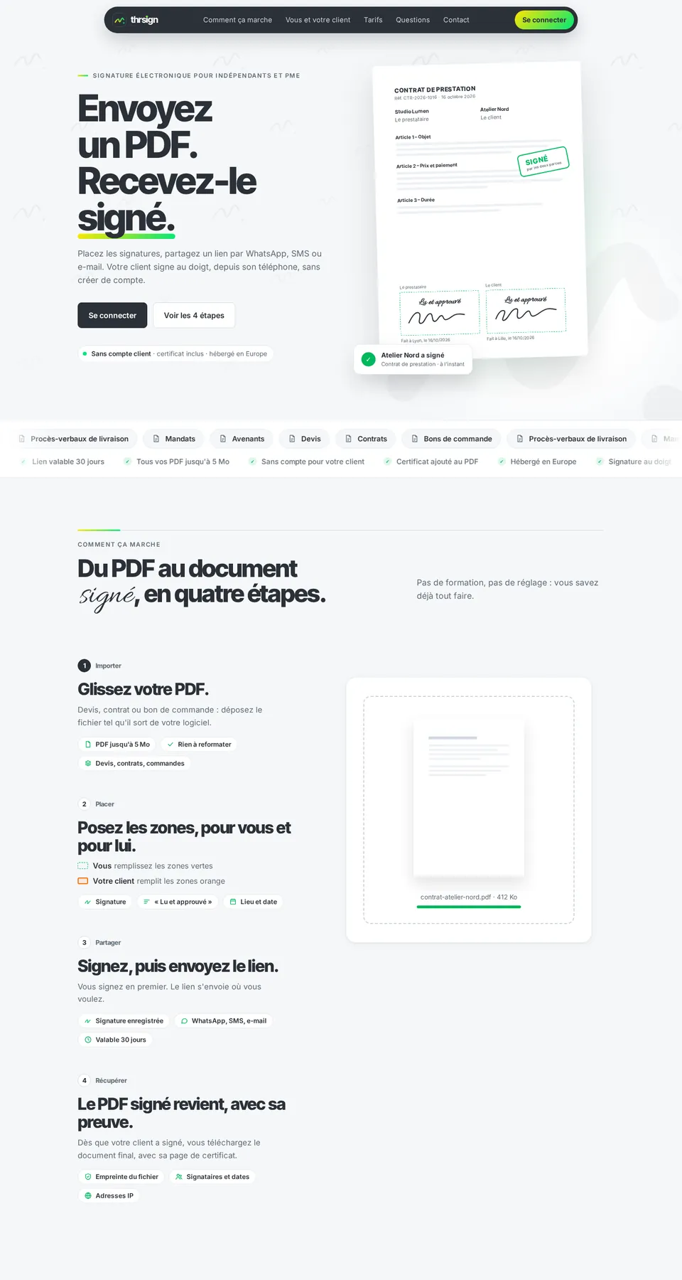 THRSign — création d'application web par THRPUB, page d'accueil