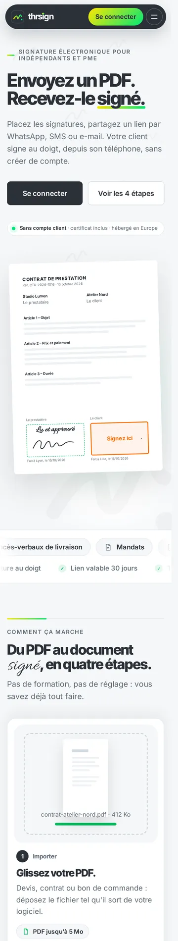 THRSign — création d'application web par THRPUB, affichage mobile
