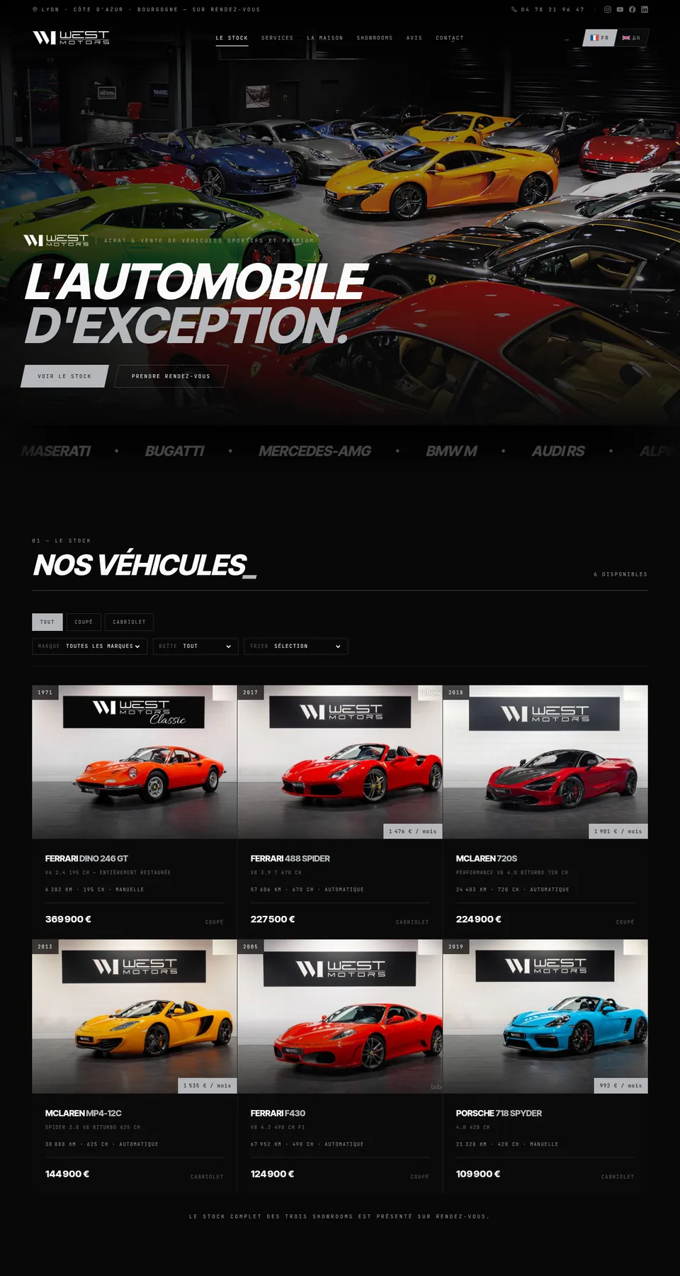 West Motors — maquette de refonte par THRPUB, page d'accueil